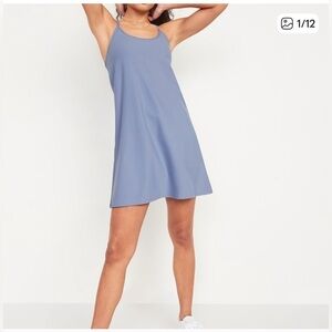 Sleeveless PowerSoft performance racer-back mini swing dress